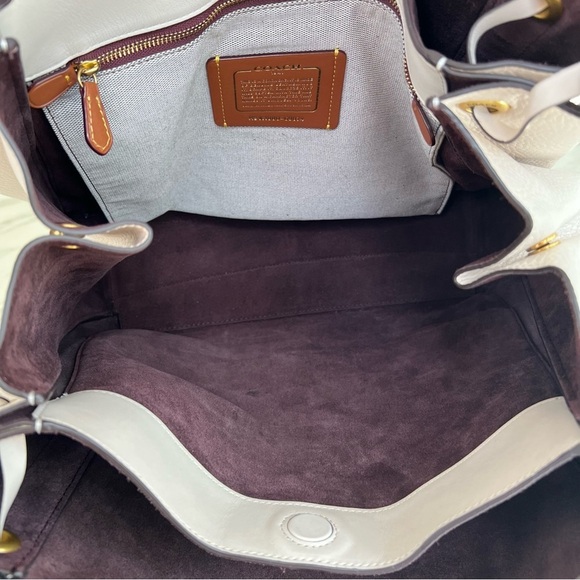 COACH 1941 Harmony Hobo In Colorblock Leather With Snakeskin Detail 69074 Chalk - Picture 15 of 16